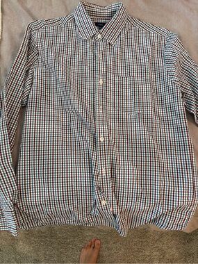 J. Crew Men's Long-Sleeve Check Shirt in Blue, Red, White